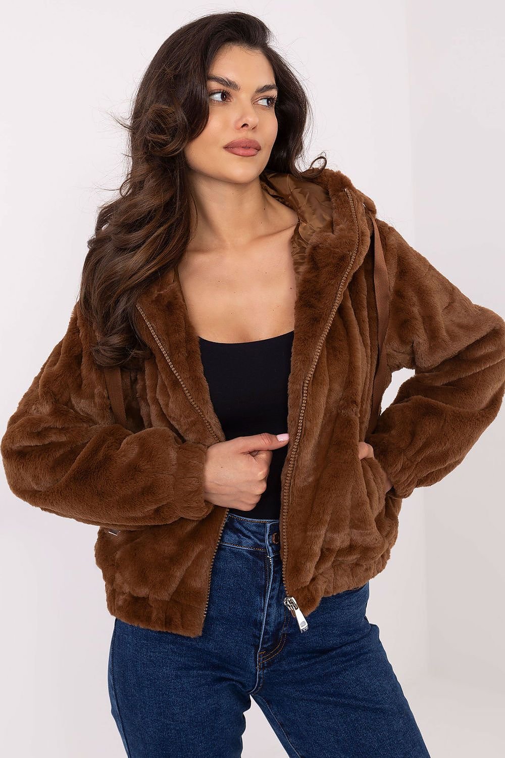 Trendy Teddy Bear Jacket with Hood and Waist Tie