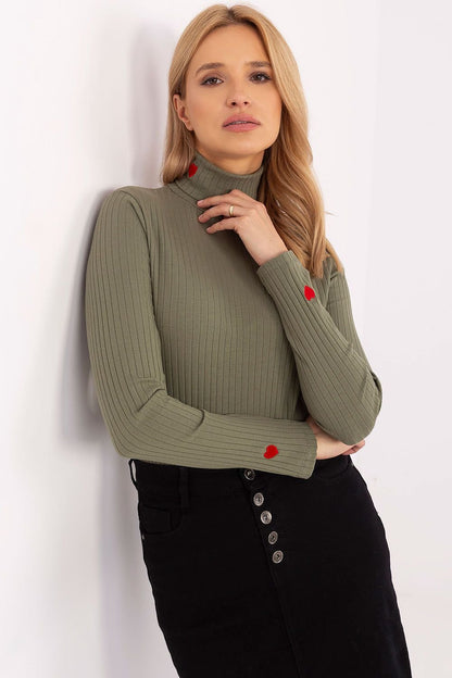 Embroidered Heart Turtleneck Sweater