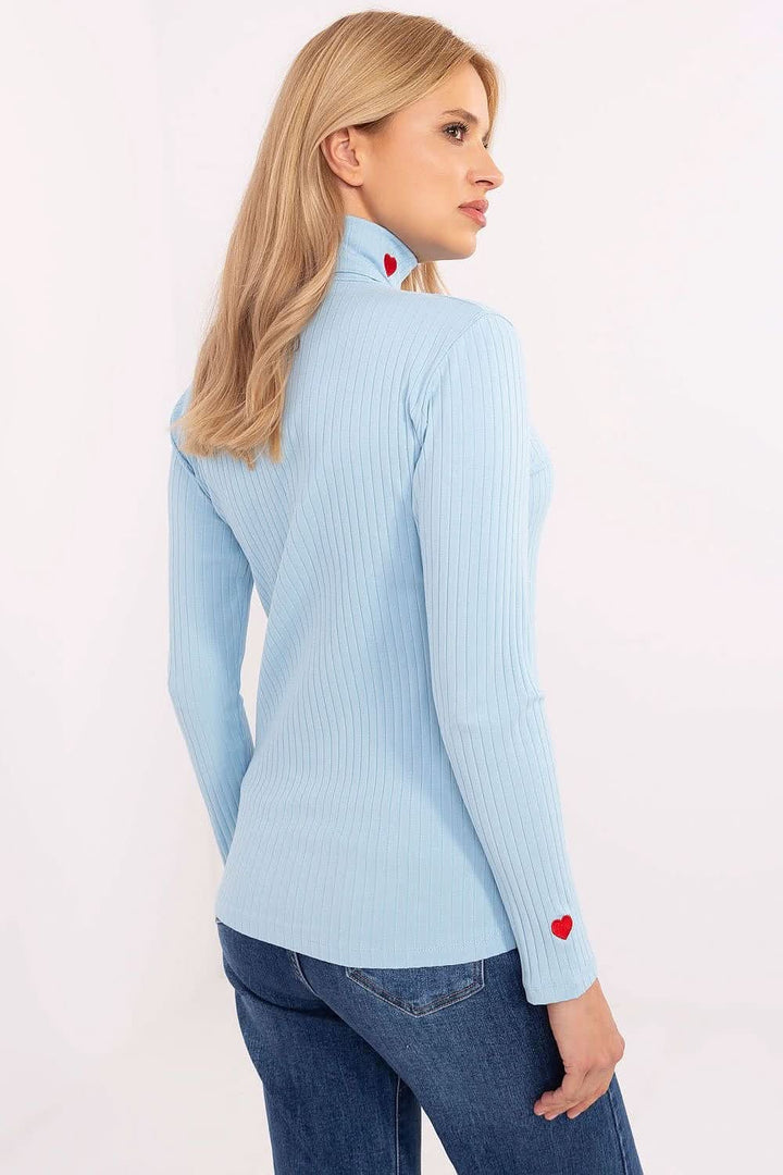 Embroidered Heart Turtleneck Sweater - Ludowika 