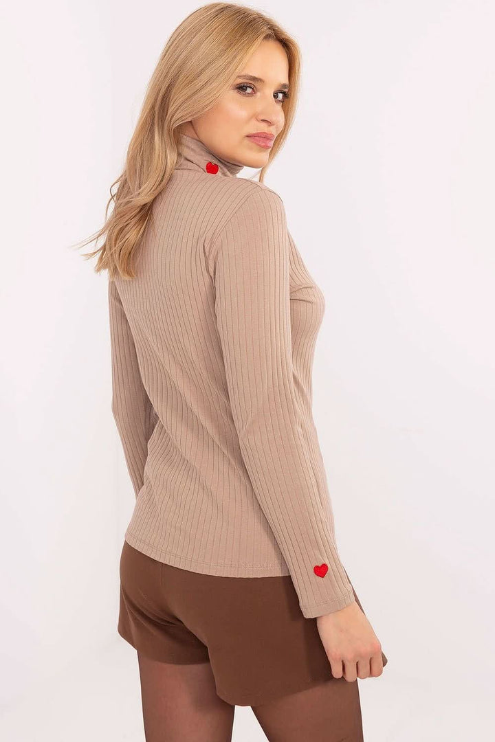 Embroidered Heart Turtleneck Sweater - Ludowika 