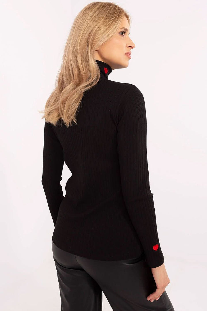 Embroidered Heart Turtleneck Sweater - Ludowika 