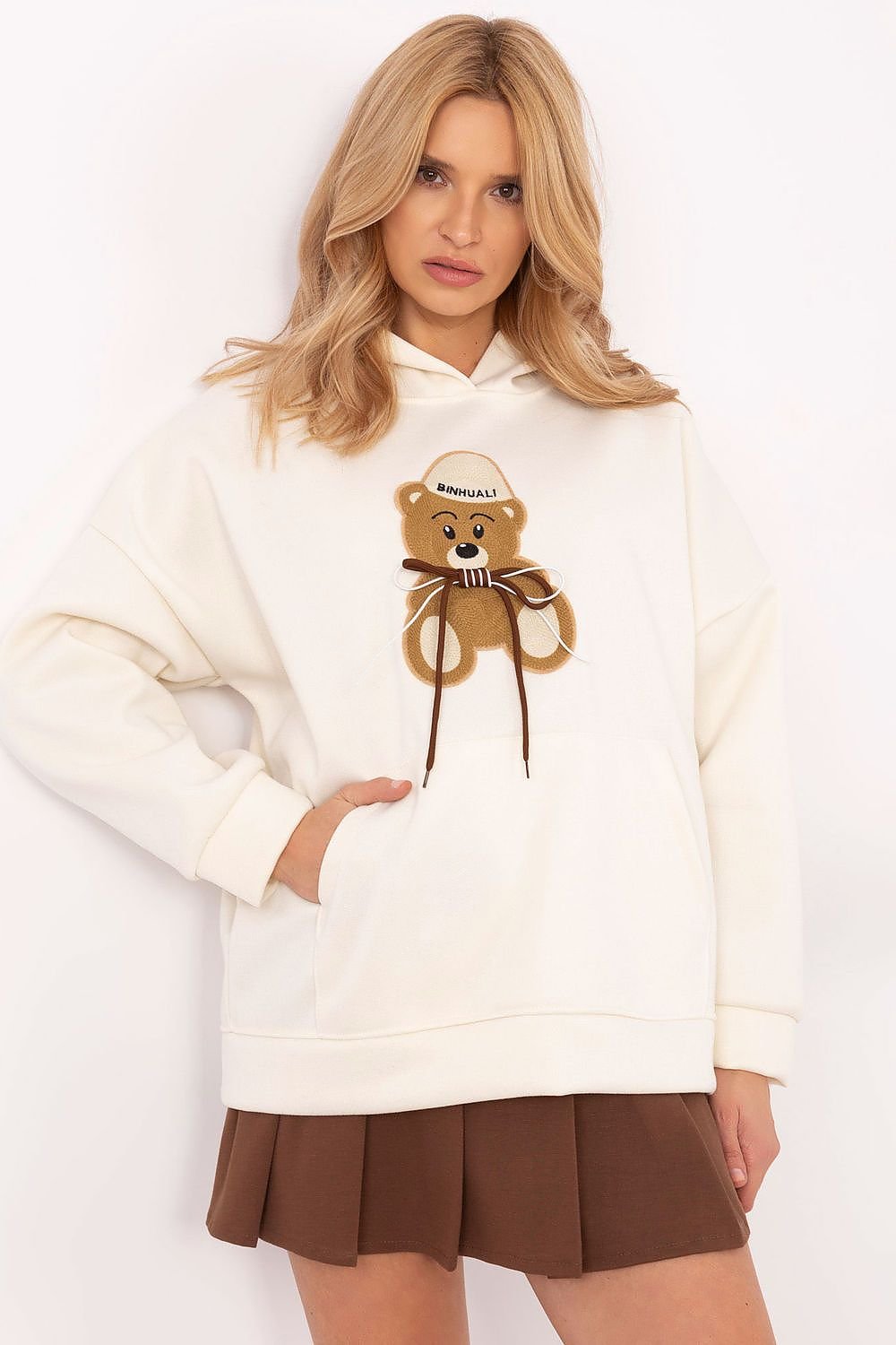 Sweat-shirt oversize avec motif ours en peluche