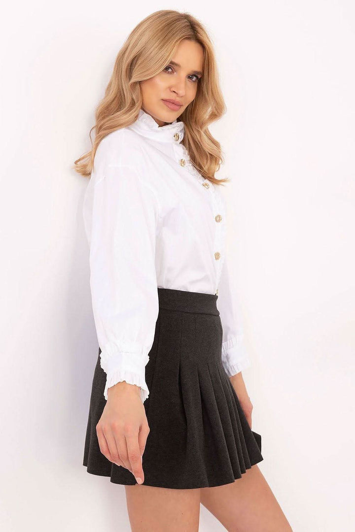 Elegant Women's Shirt with Subtle Ruffle Detail - Ludowika 