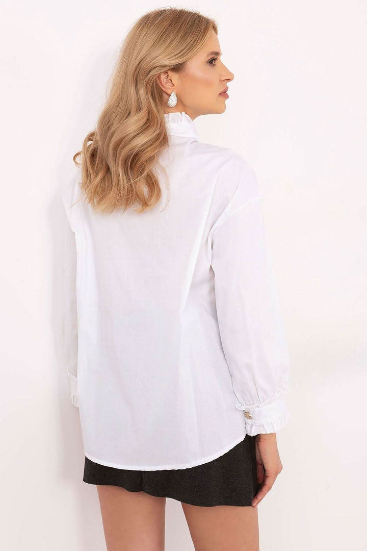 Elegant Women's Shirt with Subtle Ruffle Detail - Ludowika 