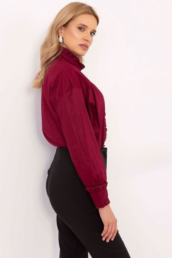 Elegant Women's Shirt with Subtle Ruffle Detail - Ludowika 