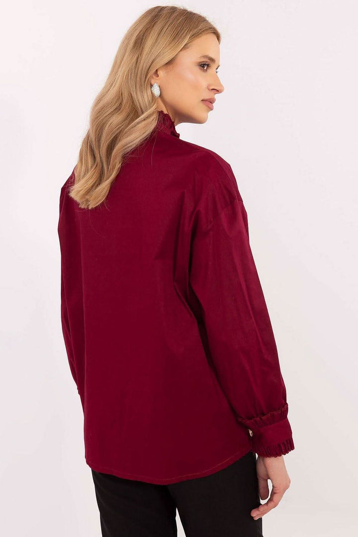 Elegant Women's Shirt with Subtle Ruffle Detail - Ludowika 