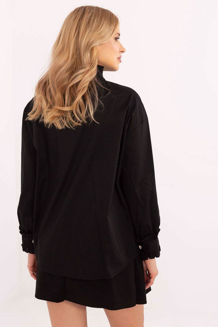 Elegant Women's Shirt with Subtle Ruffle Detail - Ludowika 