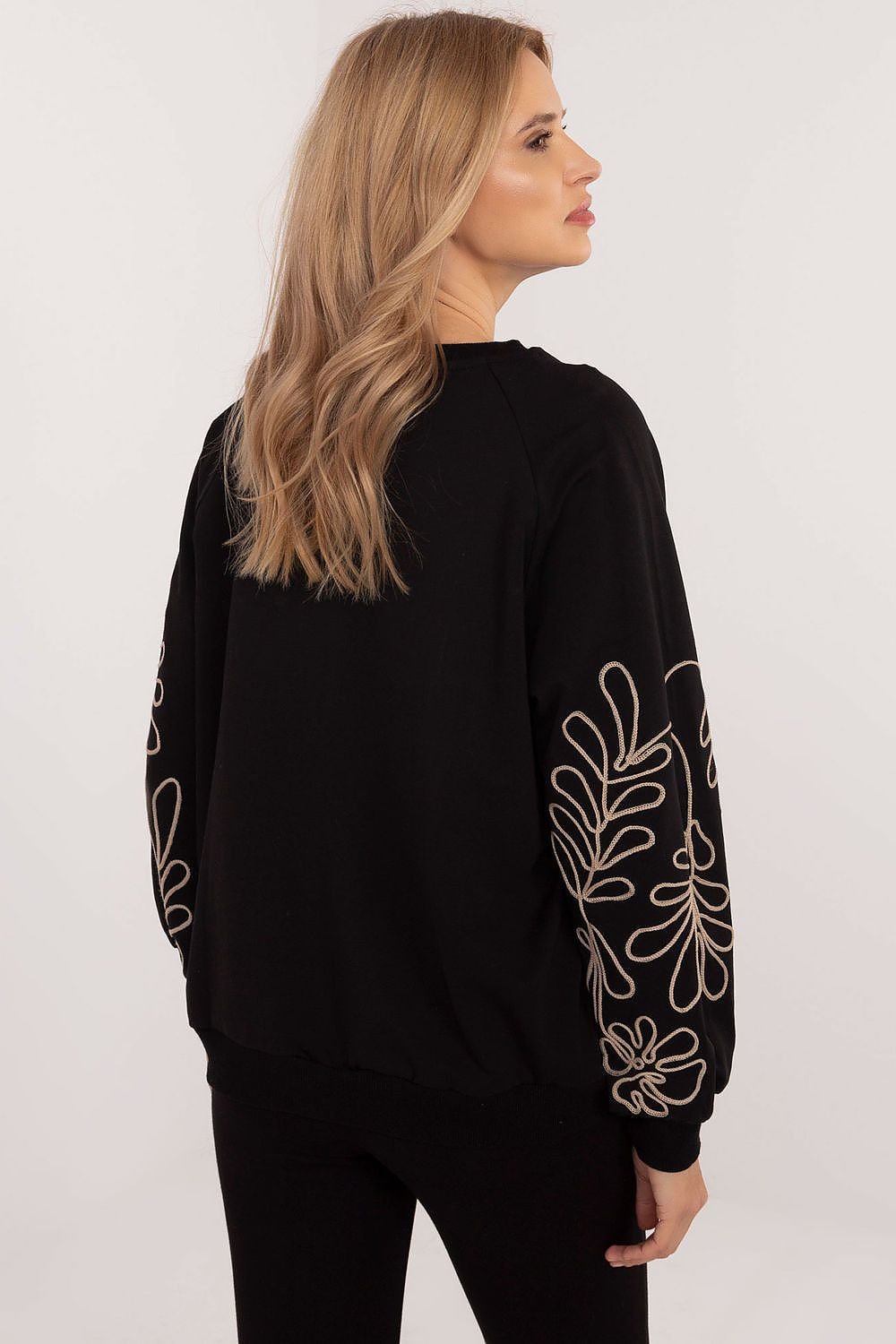 Versatile 3/4 Sleeve Blouse with Leaf Print & Kangaroo Pocket - Ludowika 