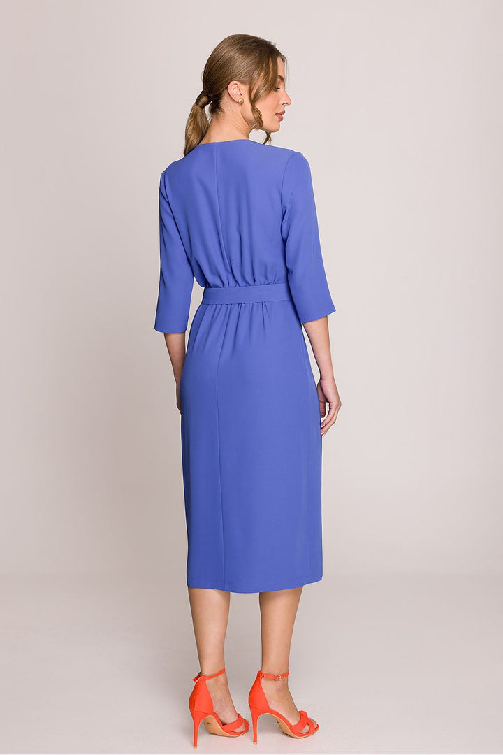 Elegant Women's Daydress with V-Neck and Wrap Detail - Ludowika