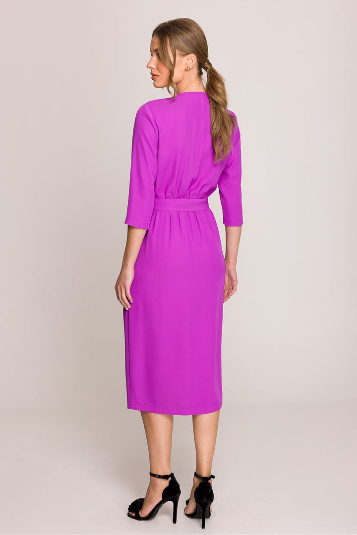 Elegant Women's Daydress with V-Neck and Wrap Detail - Ludowika