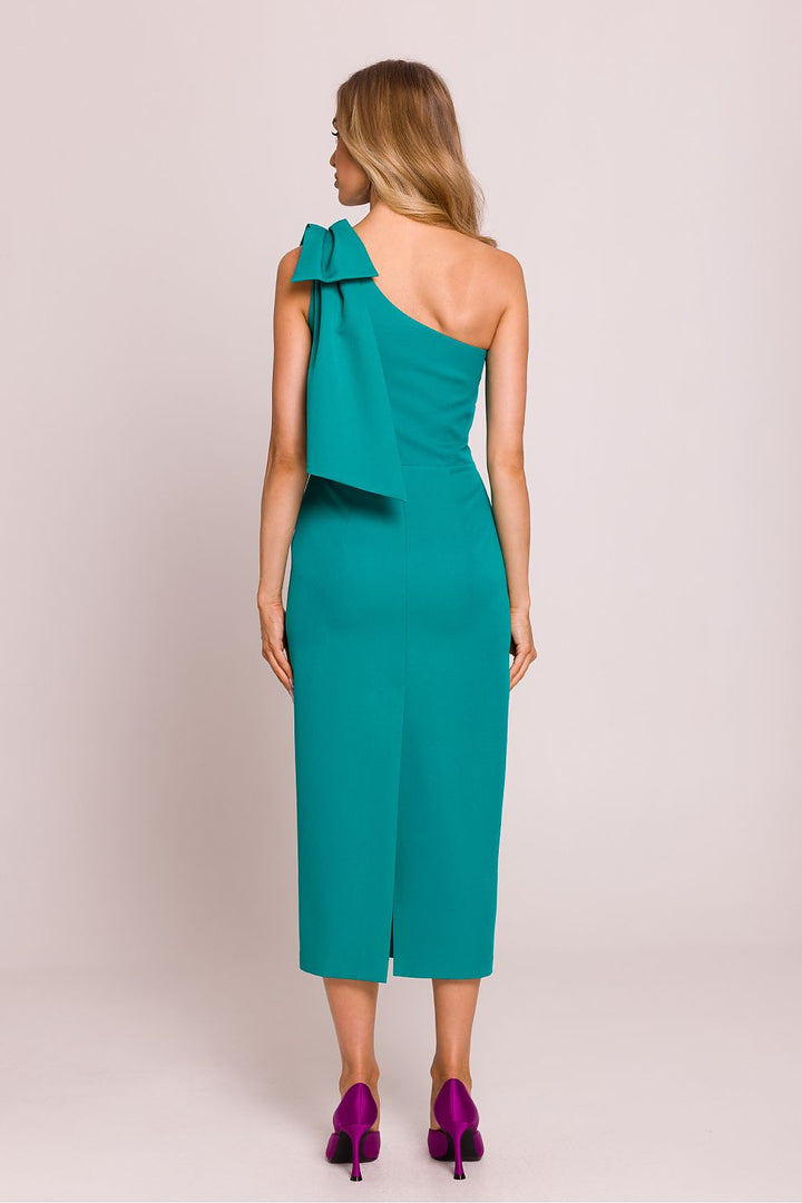 Asymmetrical Grace Midi Dress with Bow Detail - Ludowika