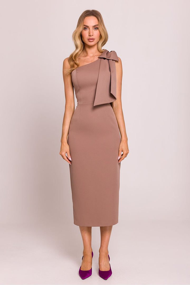 Asymmetrical Grace Midi Dress with Bow Detail - Ludowika