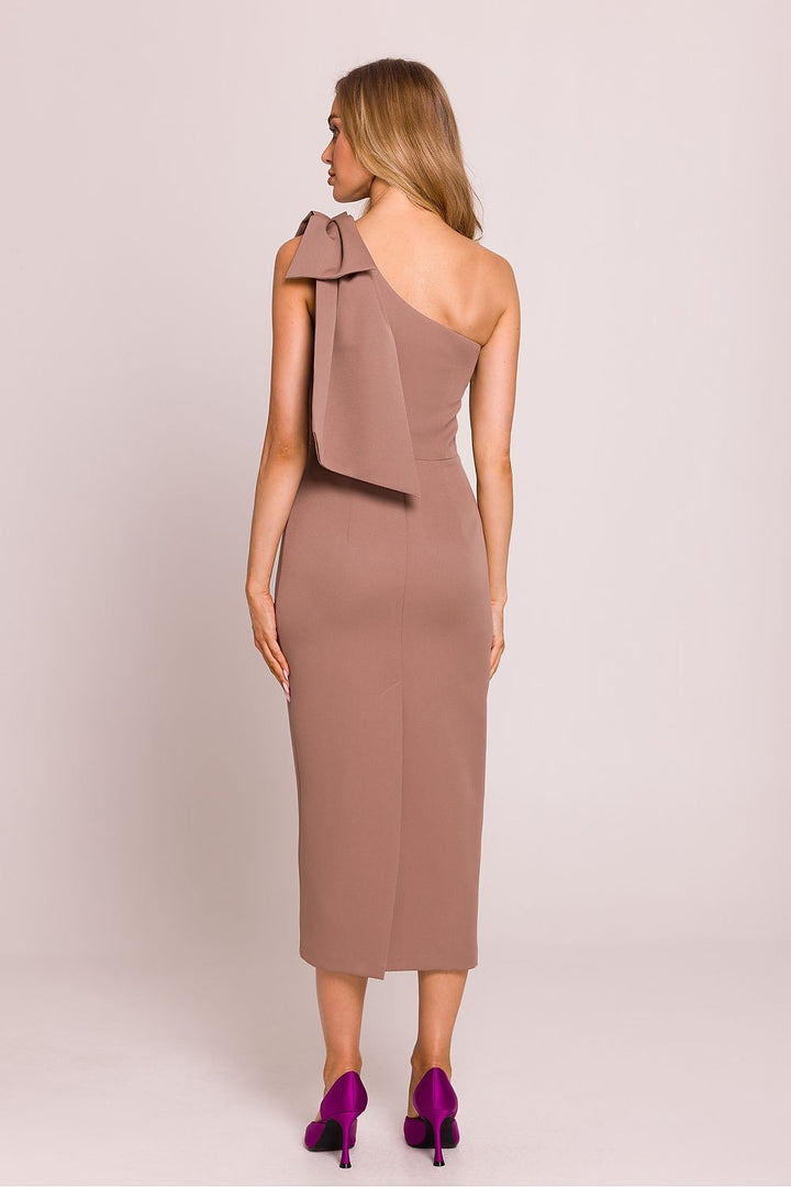 Asymmetrical Grace Midi Dress with Bow Detail - Ludowika