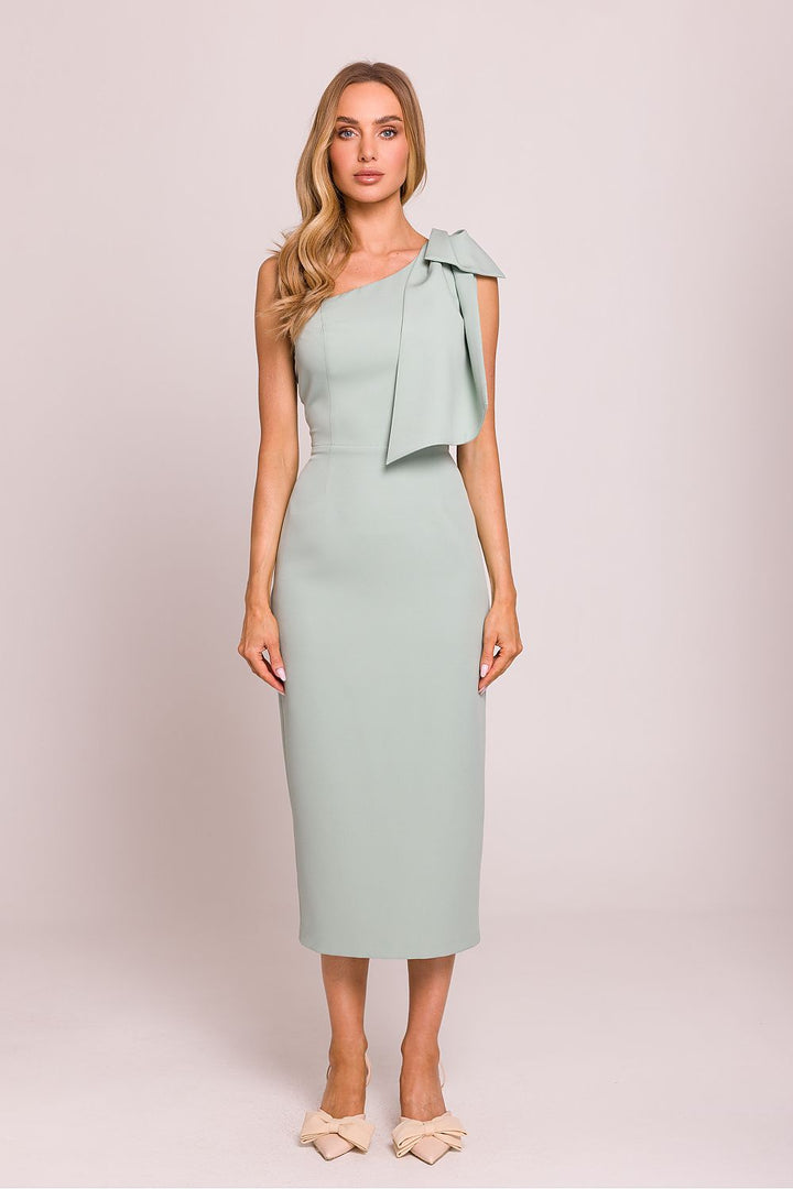 Asymmetrical Grace Midi Dress with Bow Detail - Ludowika