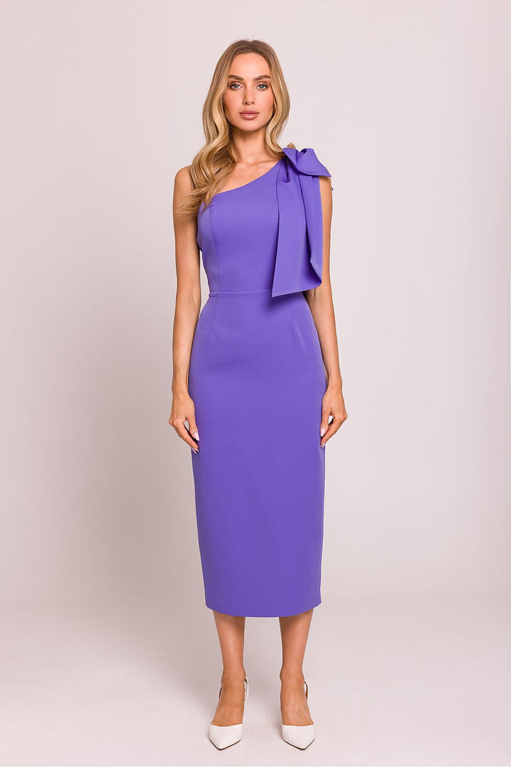 Asymmetrical Grace Midi Dress with Bow Detail - Ludowika
