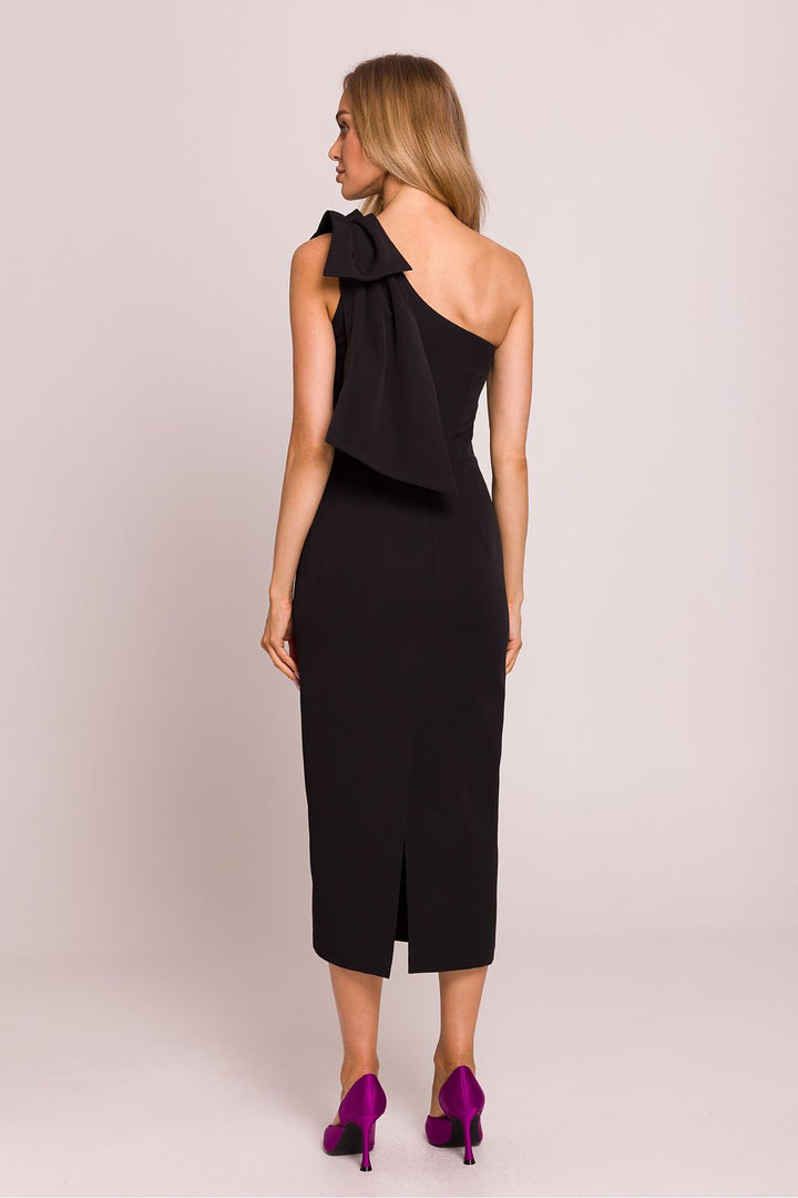 Asymmetrical Grace Midi Dress with Bow Detail - Ludowika