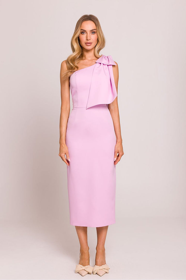 Asymmetrical Grace Midi Dress with Bow Detail - Ludowika