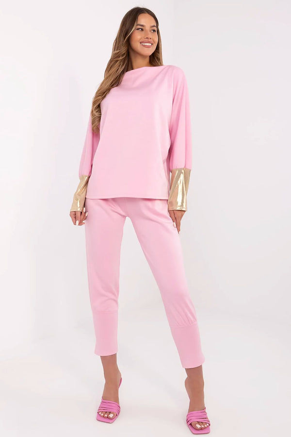 Elegant Women's Boat Neck Blouse and High-Waisted Pants Set - Ludowika