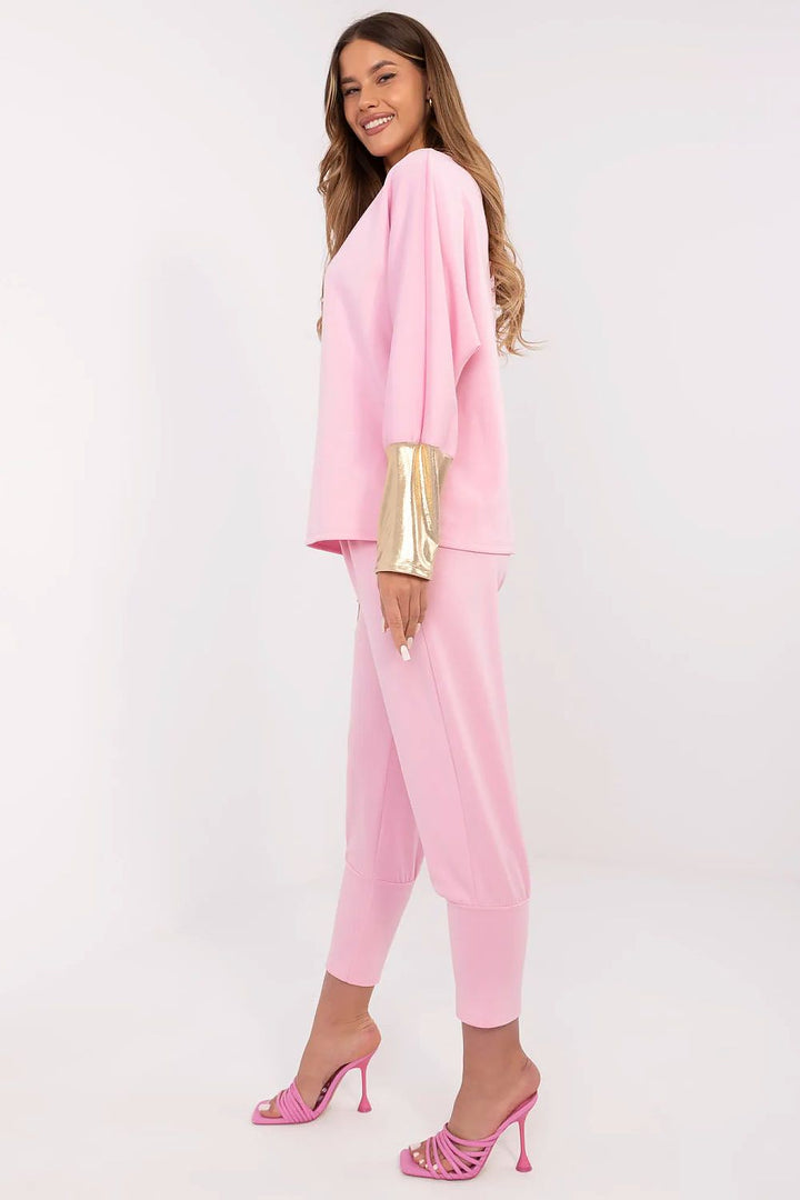 Elegant Women's Boat Neck Blouse and High-Waisted Pants Set - Ludowika