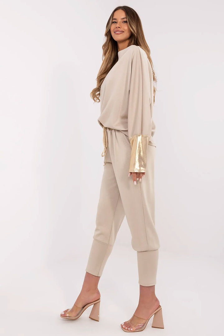 Elegant Women's Boat Neck Blouse and High-Waisted Pants Set - Ludowika