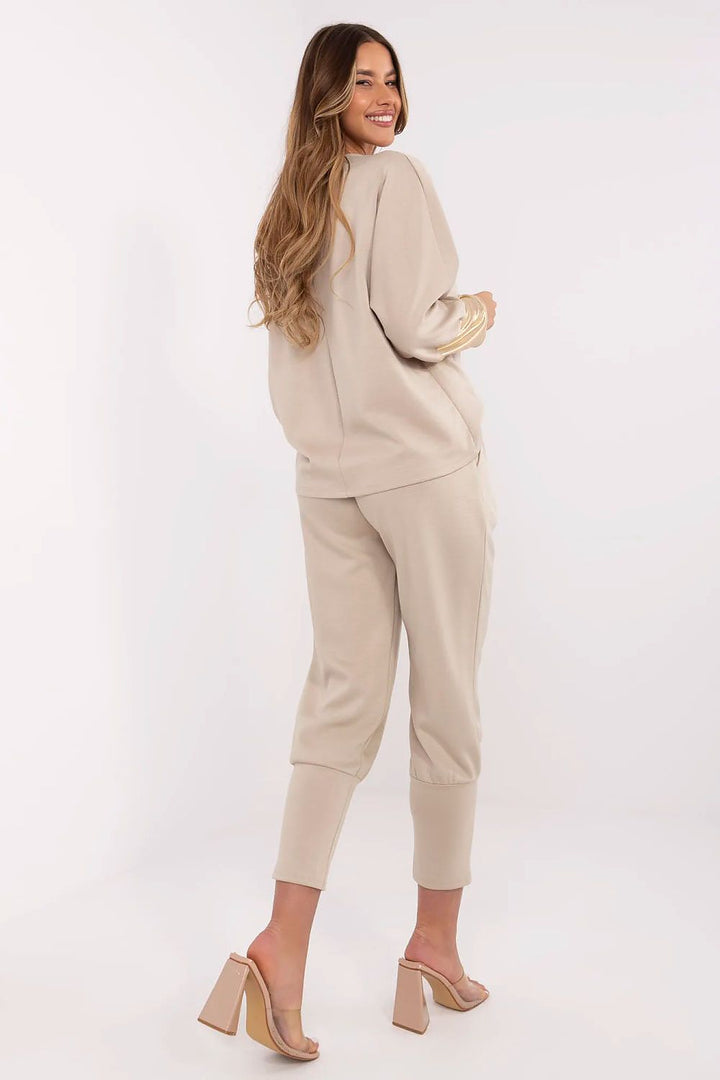 Elegant Women's Boat Neck Blouse and High-Waisted Pants Set - Ludowika
