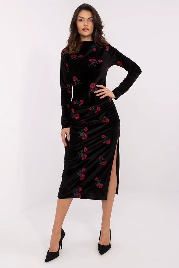 Elegant Floral Embroidered Evening Pencil Dress - Ludowika 