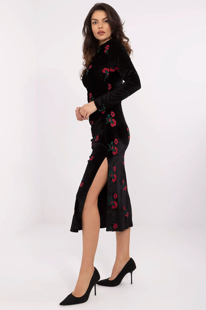 Elegant Floral Embroidered Evening Pencil Dress - Ludowika 