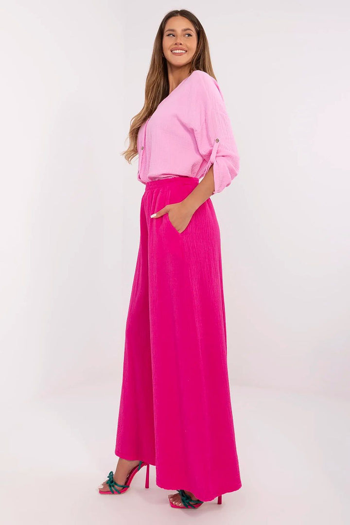 Women's Lightweight Cotton Muslin Palazzo Trousers - Ludowika 