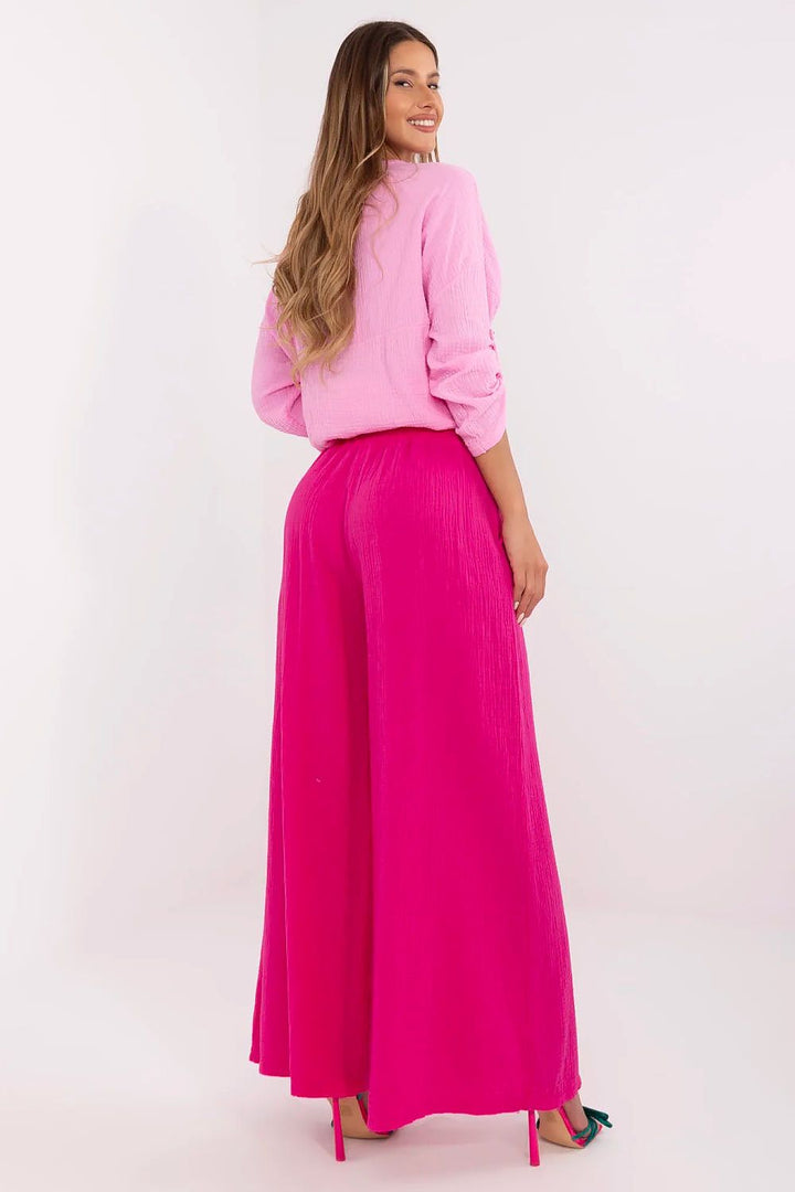 Women's Lightweight Cotton Muslin Palazzo Trousers - Ludowika 