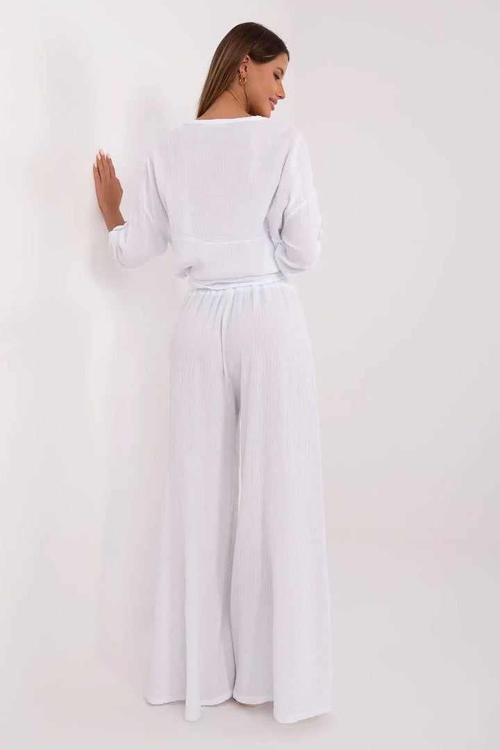 Women's Lightweight Cotton Muslin Palazzo Trousers - Ludowika 