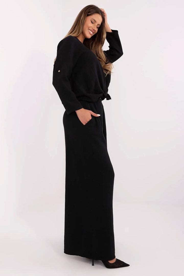 Women's Lightweight Cotton Muslin Palazzo Trousers - Ludowika 