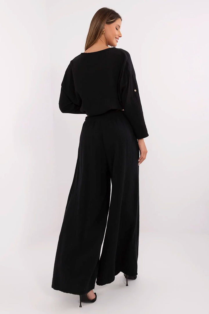 Women's Lightweight Cotton Muslin Palazzo Trousers - Ludowika 