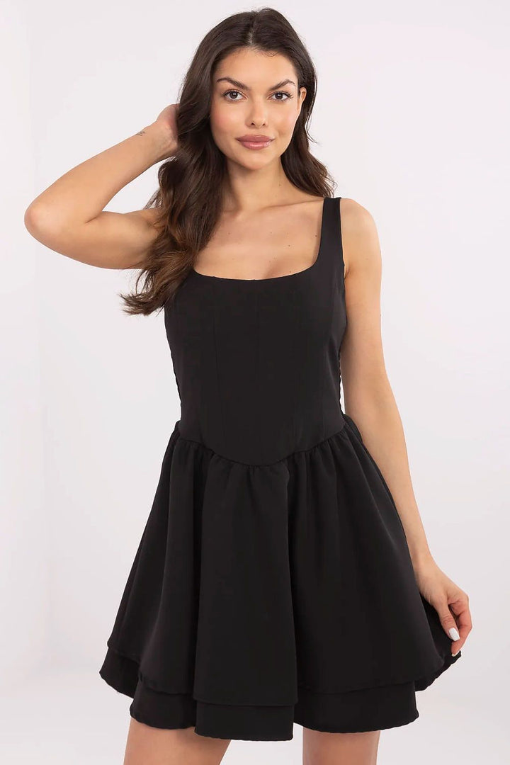 Strappy Flared Mini Dress with Frill Detail - Ludowika 