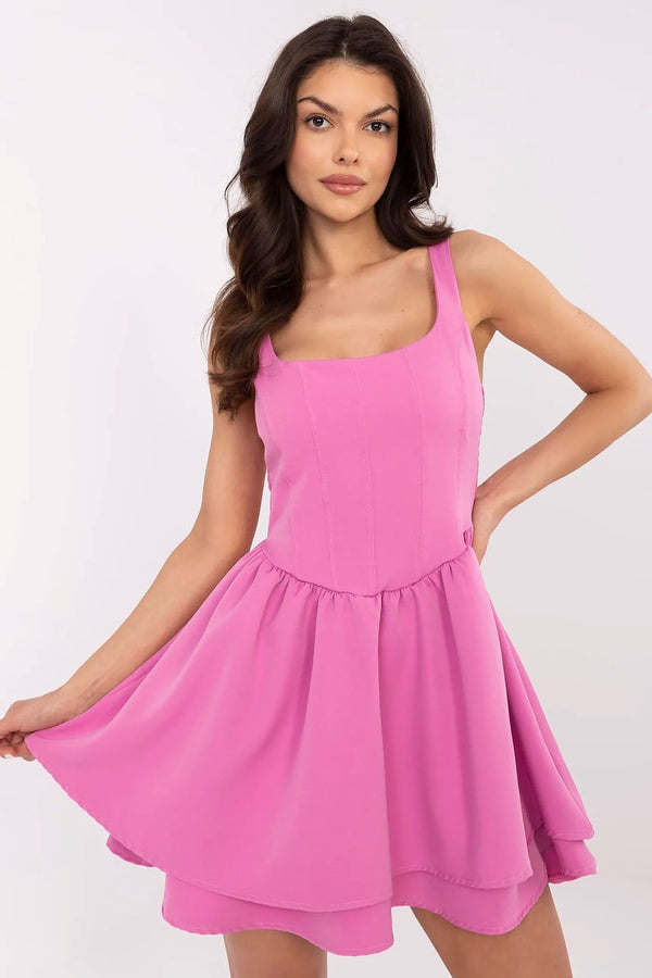 Strappy Flared Mini Dress with Frill Detail - Ludowika 