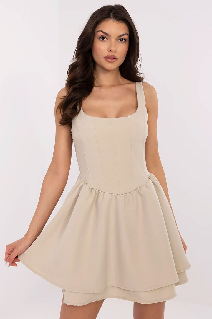 Strappy Flared Mini Dress with Frill Detail - Ludowika 