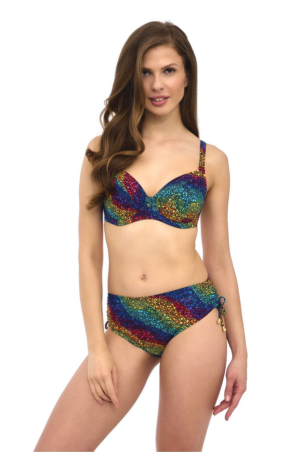 Classic High-Waisted Rainbow Panties with Side Cords & Gold Accent - Ludowika 