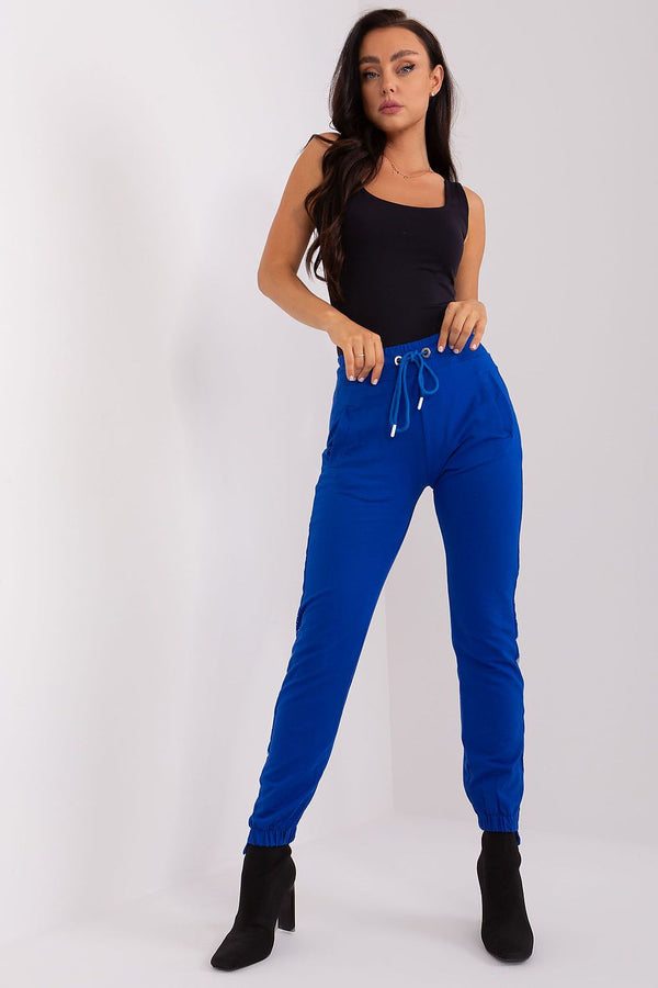 Women's High-Waisted Casual Sweatpants with Print & Studs - Ludowika 