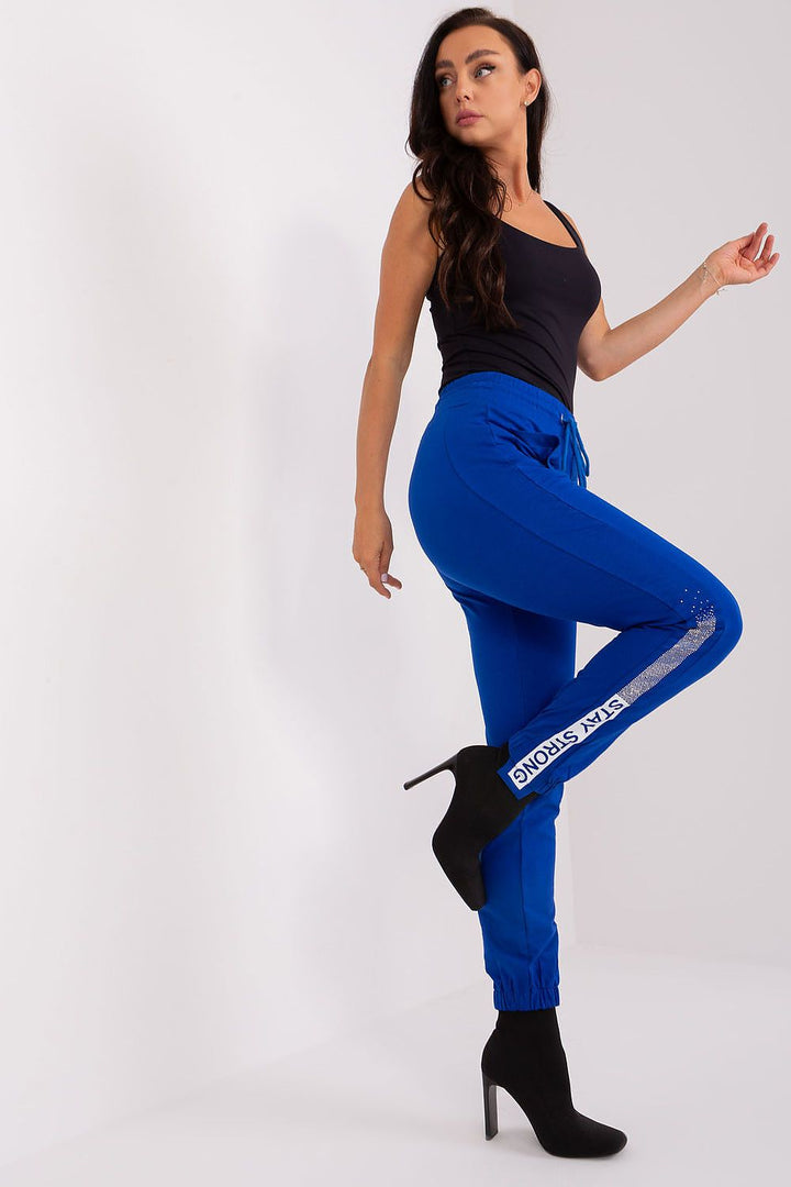 Women's High-Waisted Casual Sweatpants with Print & Studs - Ludowika 