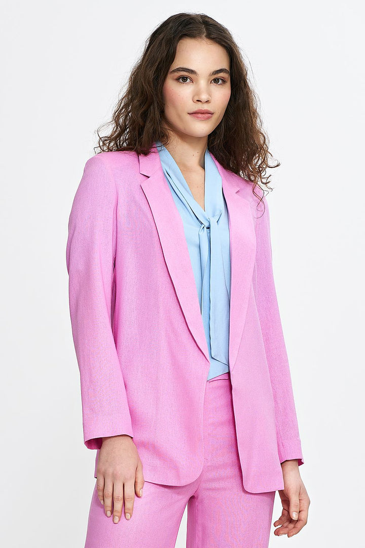Linen-Blend Women's Blazer – Loose Fit, Classic Lapels & Timeless Design for Warm Weather - Ludowika 