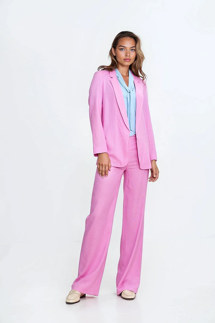 Linen-Blend Women's Blazer – Loose Fit, Classic Lapels & Timeless Design for Warm Weather - Ludowika 
