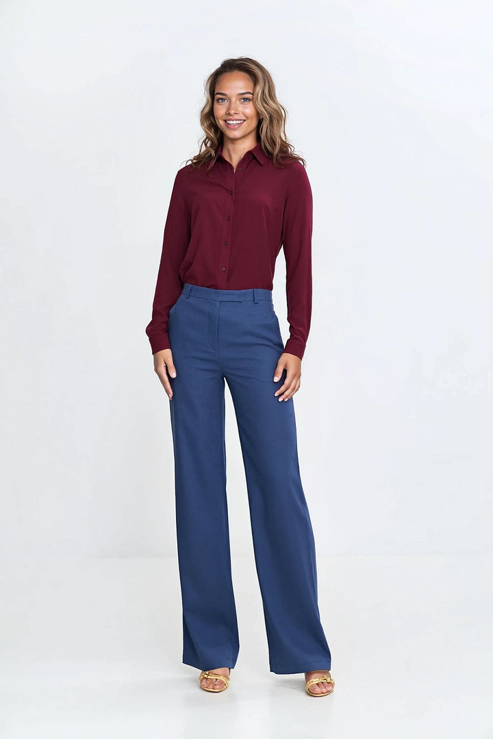 Classic Women's Viscose Shirt – Traditional Collar, Long Sleeves & Versatile Button-Down Design - Ludowika 