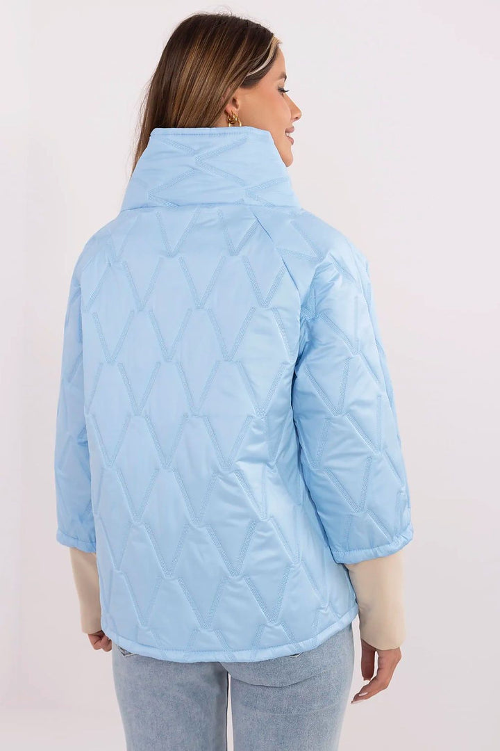 Women’s Quilted Transitional Jacket with High Collar and 3/4 Sleeves - Ludowika 