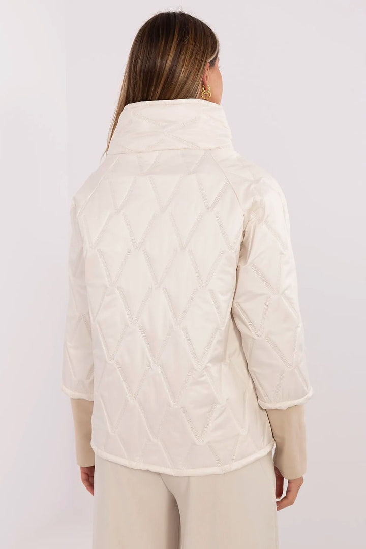 Women’s Quilted Transitional Jacket with High Collar and 3/4 Sleeves - Ludowika 