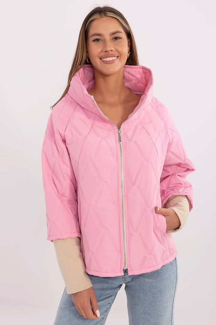Women’s Quilted Transitional Jacket with High Collar and 3/4 Sleeves - Ludowika 