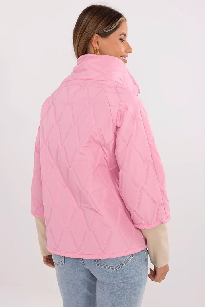 Women’s Quilted Transitional Jacket with High Collar and 3/4 Sleeves - Ludowika 