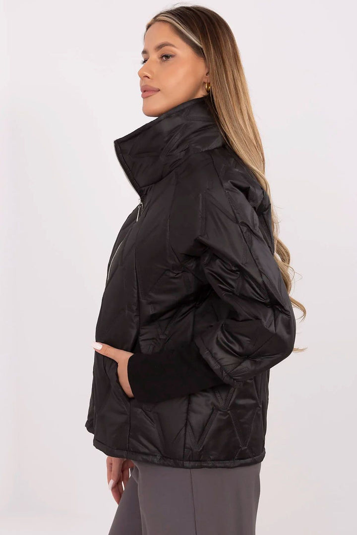 Women’s Quilted Transitional Jacket with High Collar and 3/4 Sleeves - Ludowika 