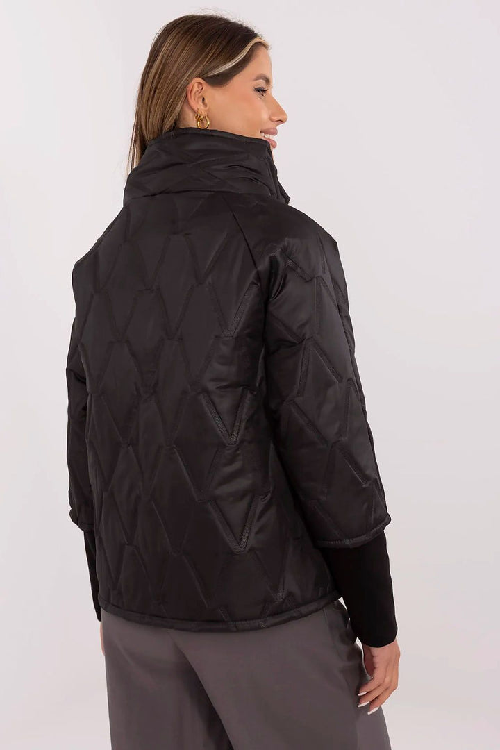 Women’s Quilted Transitional Jacket with High Collar and 3/4 Sleeves - Ludowika 