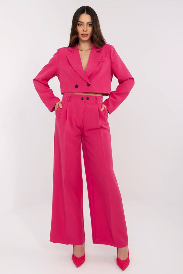 Elegant Women's Blazer and Wide-Leg Trousers Set - Ludowika 