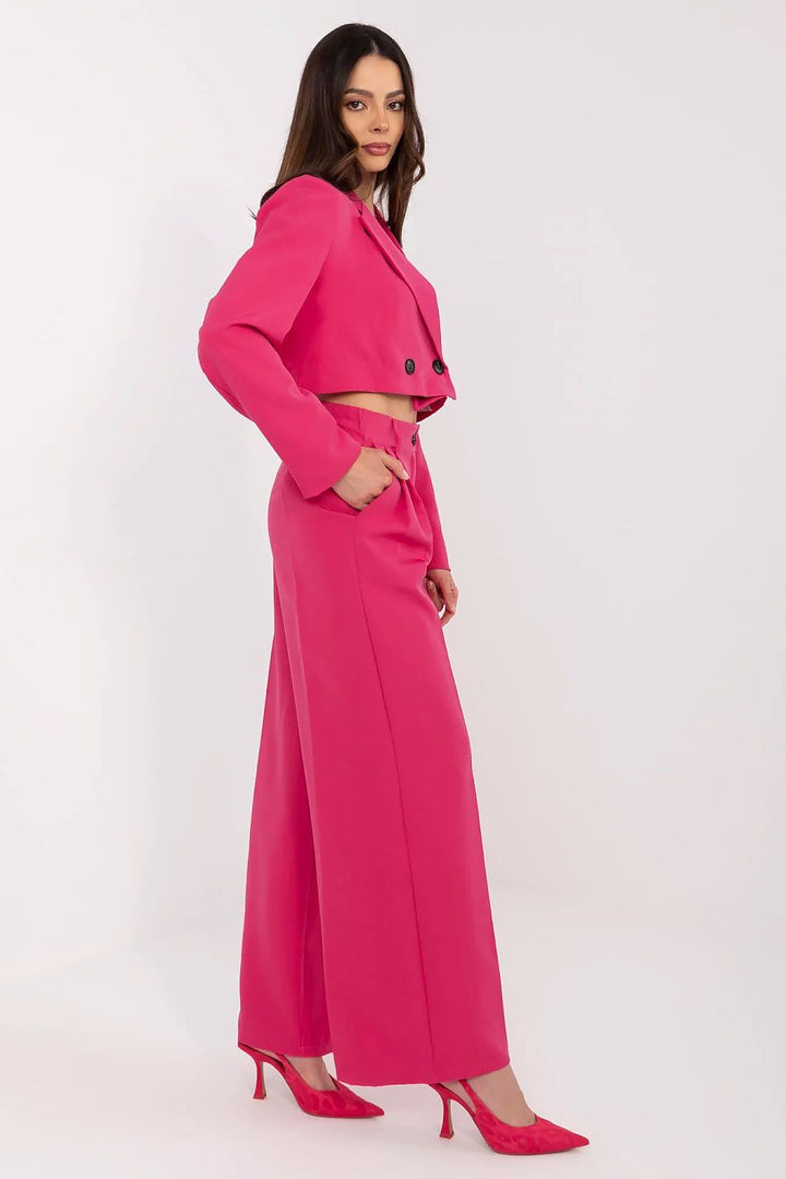 Elegant Women's Blazer and Wide-Leg Trousers Set - Ludowika 