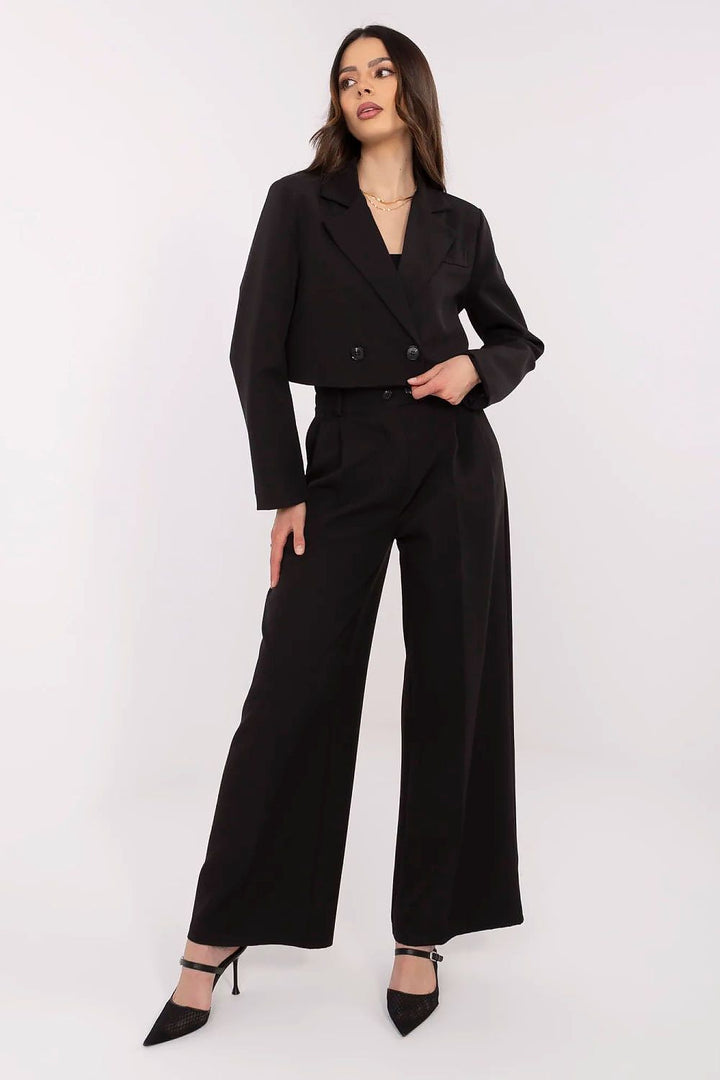 Elegant Women's Blazer and Wide-Leg Trousers Set - Ludowika 